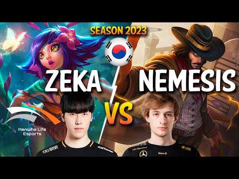 HLE Zeka vs Nemesis - Zeka NEEKO vs Nemesis TWISTED FATE Mid - Patch 13.23 KR Ranked
