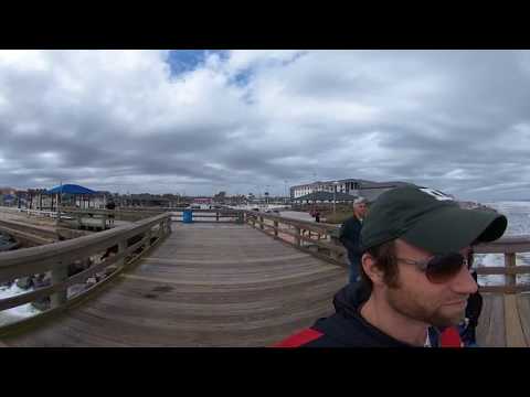 Walk the St. Augustine Beach Pier with waterfowl in 360 VR w/ 360 video