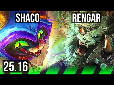 SHACO vs RENGAR (JGL) | 500+ games | EUW Master | 25.16