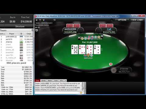 "potlimit888" beat 2580 players to win pokerstars $5.50 Mini Daily Marathon Oct 09, 2019