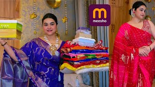 Download lagu Meesho  Rs.300-Rs.1100 Wedding wear Saree, Jewellery set, Earrings & Footwear haul @PoojaRikichoyal  mp3