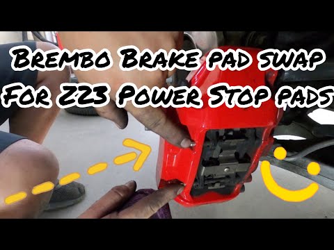 Swapping my Brembo brake pads to Power Stop pads. No more dust!!