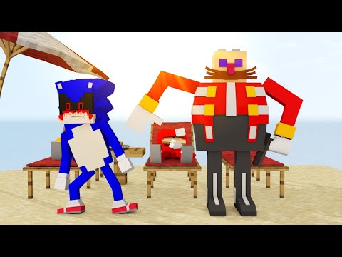 Sonic.EXE + Knuckles and Tails VS Doctor Eggman Meme - (Minecraft Animation) FNF