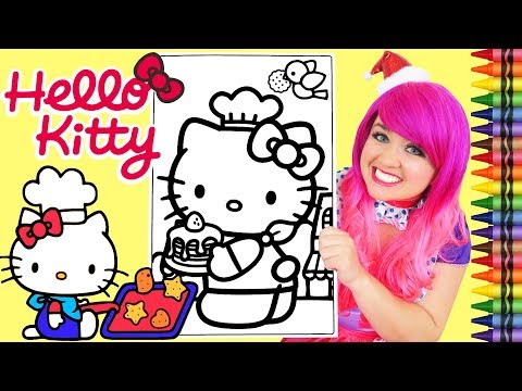 Coloring Hello Kitty Pancakes GIANT Coloring Book Page Crayola Crayons | KiMMi THE CLOWN