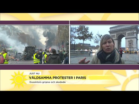 Våldsamma protester i Paris – många gripna och skadade - Nyhetsmorgon (TV4)