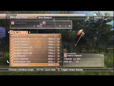 WKC 2 Weapon -- Swords (Cleavers) Level 20 Complete Binding List White Knight Chronicles II HD