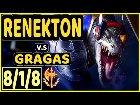 PHAXI (RENEKTON) vs GRAGAS - 8/1/8 KDA TOP GAMEPLAY - EUW Ranked DIAMOND