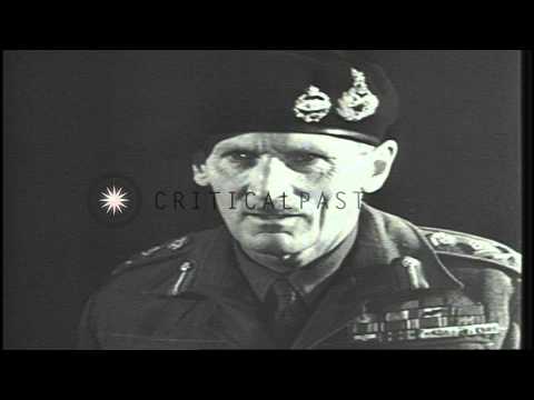 , title : 'British Field Marshal Bernard Montgomery visits a war factory and speaks to worke...HD Stock Footage'