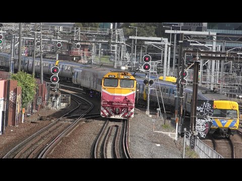 Rush hour at North Melbourne - V/Line, metro & XPT