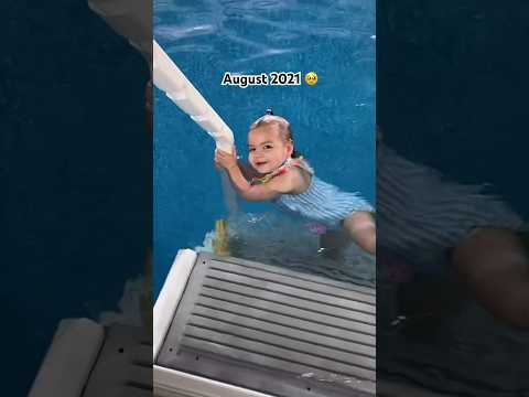 My daughter watches her baby sister learn to swim in the same pool she did! 🥹 Then vs Now