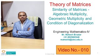 #10 Basics Concepts of Similarity of Matrices| Algebraic Multiplicity | Geometric Multiplicity |