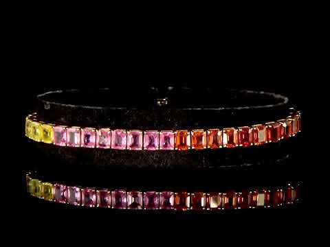 18k Yellow Gold 22.50ct (TW) Multicolor Natural Sapphire Bracelet