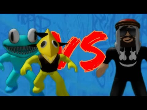 Ciano e Amarelo (real- Raibow Friends 2) VS Mussoumano | MussouBlox - Spider-Fã