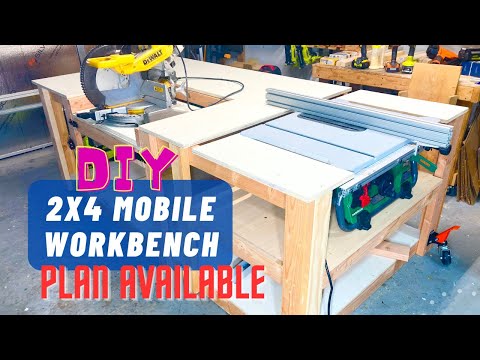 Building a Mobile Workbench & Compact Work Station for Miter Saw and Table Saw - Woodworking Project