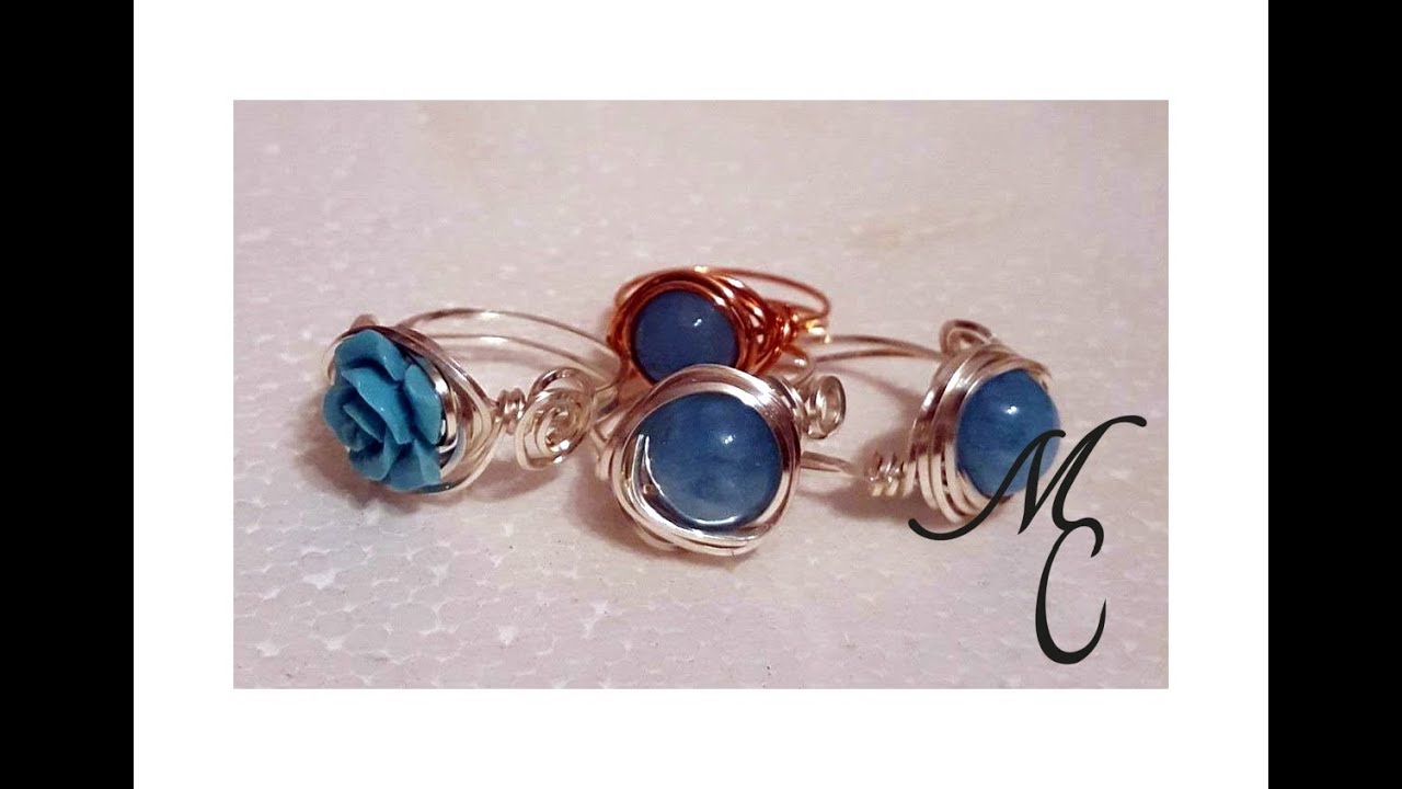 Anello con perla o cabochon forato in tecnica wire