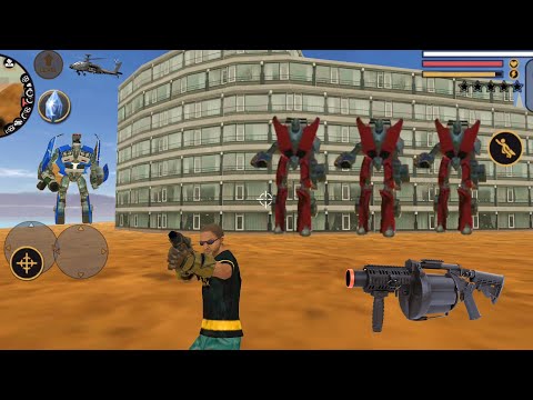 Vegas Crime Simulator (Vegas Hero Destroys Car Robot Group) Helicopter - Android Gameplay HD