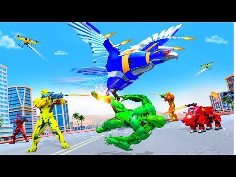 Flying Limo Police Helicopter Car Robot Games#06