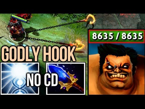 Godly Hook without CD! Crazy 8k HP Zipfile Pudge Amazing Dota2