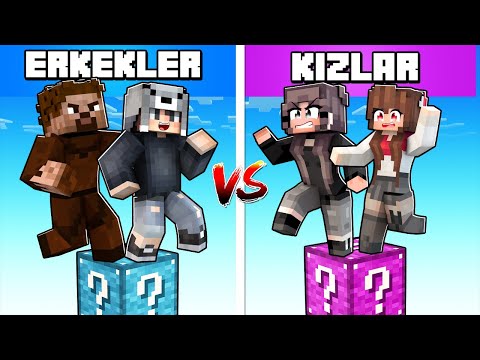 ERKEKLER TEK ŞANS BLOK VS KIZLAR TEK ŞANS BLOK 😱 - Minecraft