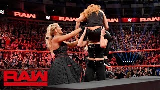 Charlotte Flair and Lacey Evans drive Becky Lynch through a table: Raw, May 13, 2019