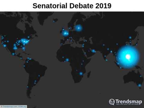 #Debate2019 Twitter trend map | Debate 2019