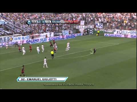 Gol de Gigliotti. Quilmes 2 - Colón 2. Torneo Inicial 2012. Fecha 13. Fútbol Para Todos