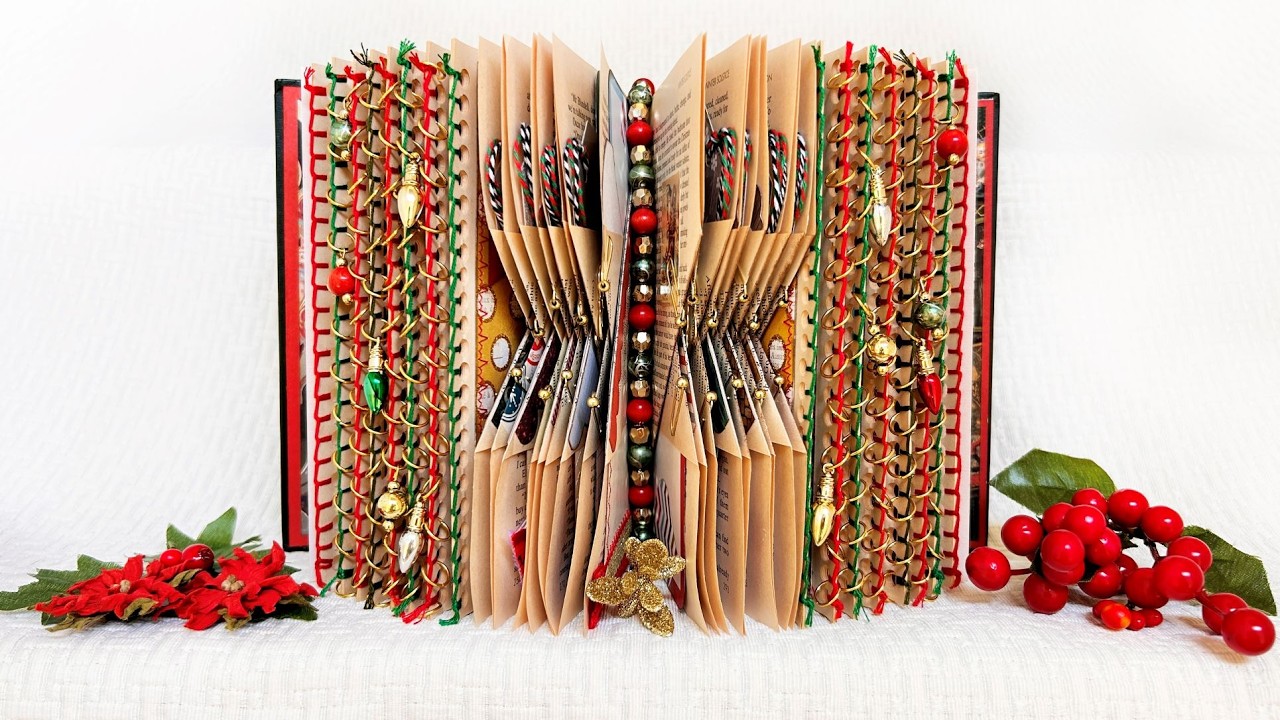 Easy Altered Christmas Book Tutorial | No Gluing or Removing Pages