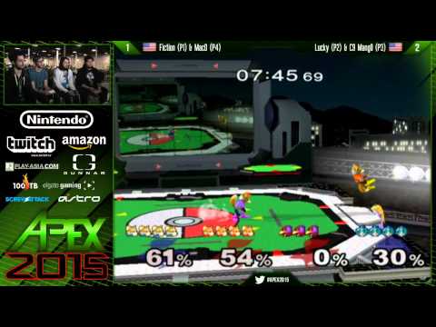 Apex 2015 - Fiction & MacD Vs. Lucky & C9 Mango - SSBM Losers Top 8 - Melee