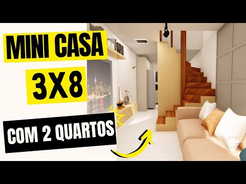 Sobrado de BAIXO CUSTO com planta baixa / PROJETO DE SOBRADO PEQUENO 3X8 / SOBRADO MEIO LOTE