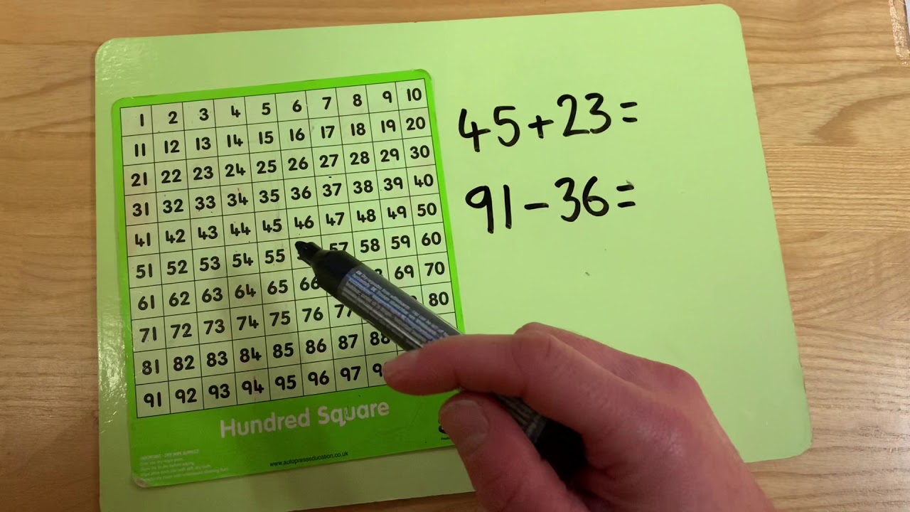 Adding and subtracting using a 100 square