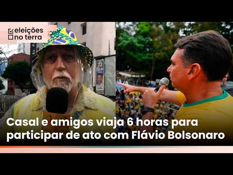 Apoiador viaja 6 horas com esposa e amigos para participar de ato com Flávio Bolsonaro