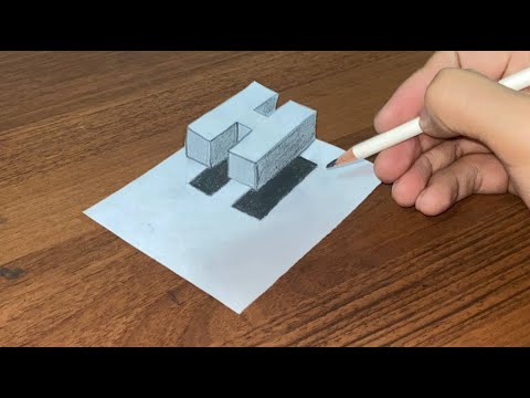 How To Drawing 3D Floating Letter "H"