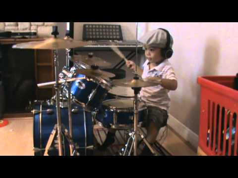 Sweet Child O' Mine drum cover, 3-Year-Old Drummer
