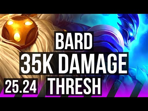 BARD & Ezreal vs THRESH & Cassiopeia (SUP) | 35K damage | NA Grandmaster | 25.24
