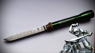 Damascus of batteries   a knife from a flashlight