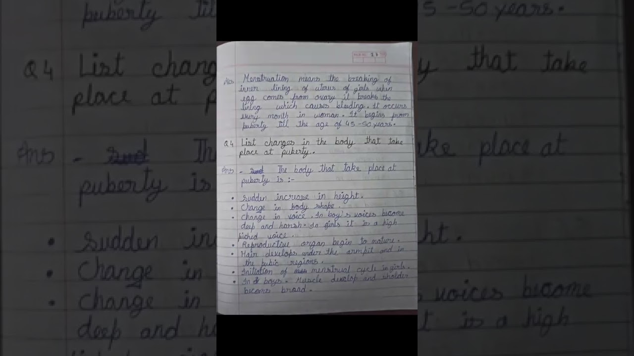 Class 8 science chapter 10 reaching the age of adolescence  question & answer
