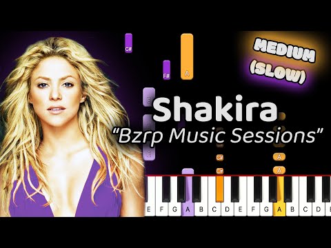 Shakira Bzrp Music Sessions Piano Tutorial! (Medium) SLOW 50% Speed