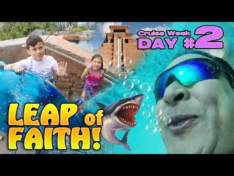 LEAP OF FAITH!!! Water Slide with Sharks!  Atlantis Bahamas [CRUISE WEEK DAY 2] Video