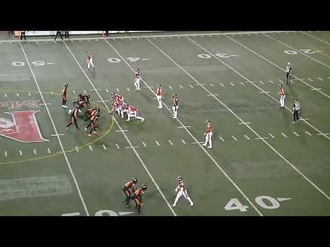 Montreal Alouettes' Jeshrun Antwi runs for 43 yards on a fake punt vs. BC Lions 9/2/23