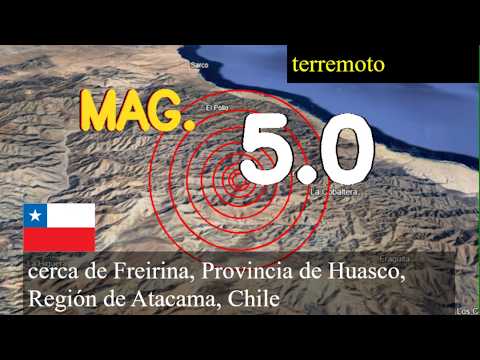 Terremoto de magnitud 5,0 sacudió cerca de Freirina, Provincia de Huasco, Región de Atacama, Chile