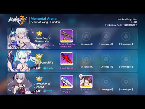 Honkai Impact 3 SEA | Memorial Arena Master | Huodou 38336/31946 | HoF BB HoR (No Elf - 1 Stig)