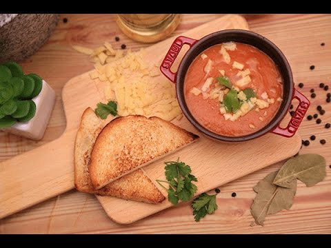 شوربة الطماطم المشوية مع كرات اللحم بالفيديو