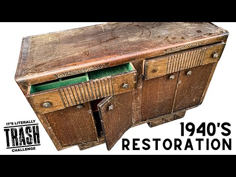 1940’s Art Deco Sideboard RESTORATION | Literally Trash YouTube Challenge