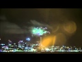 A fireworks display lights up the Auckland skyline as.