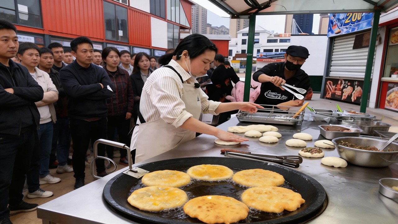 Street Cooking Scallion Pancakes – A Small Business Success! 🔥💰