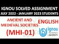 MHI 01 ENGLISH ANCIENT AND MEDIEVAL SOCIETIES IGNOU SOLVED ASSIGNMENT 2022 2023 JULY 22 JAN 23