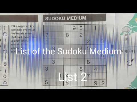 List 2 of the Sudoku Medium puzzle