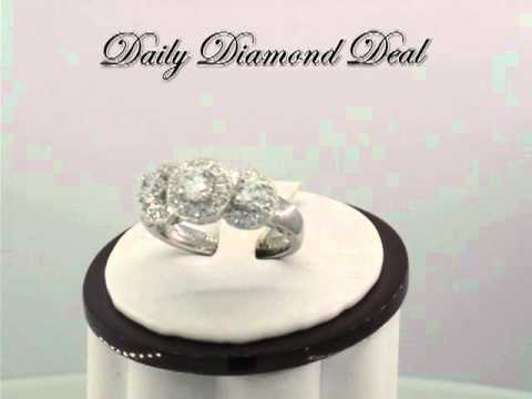 14K White Gold Womens 3 Stone Diamond Ring 1.25 CT