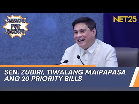 Sen. Zubiri, tiwalang maipapasa ang 20 priority bills Siyento Por Siyento