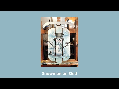 Learn to paint this adorable snowman on a sled! #snowmanpainting  #snowman  #snowmanart #artist